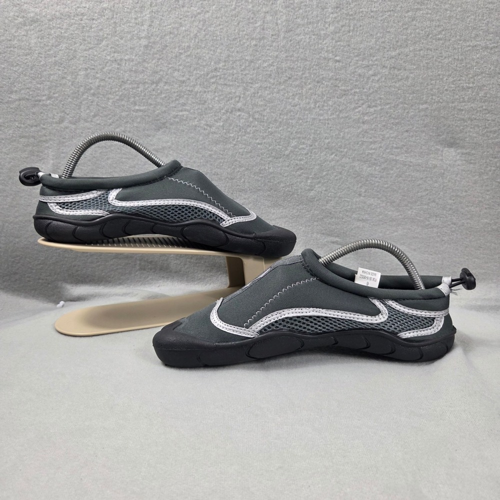 Norty Mens Water Shoes Aqua Socks Grey Silver Mesh Neoprene Size 6